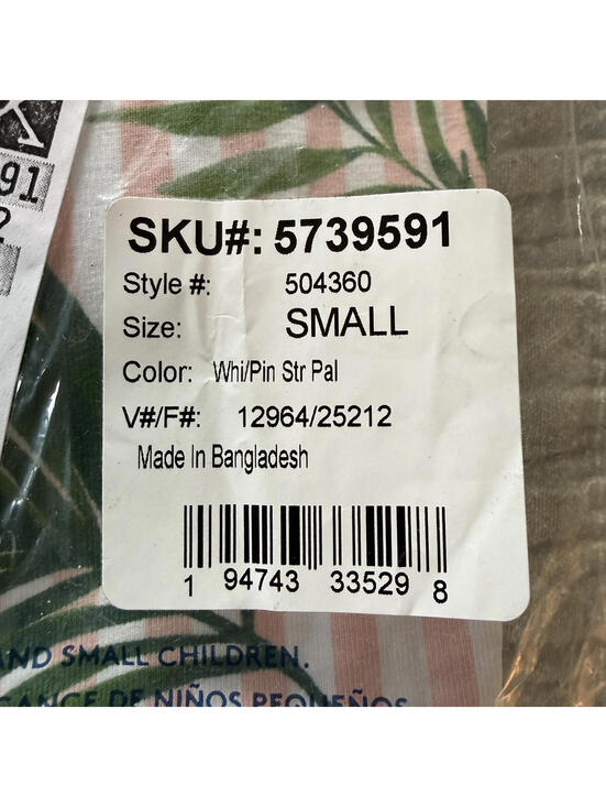 LANDS' END Pajama Set Wm SZ S(6/8) Pink/Green PinstripeTropical Pants/Pink Shirt - Picture 4 of 6